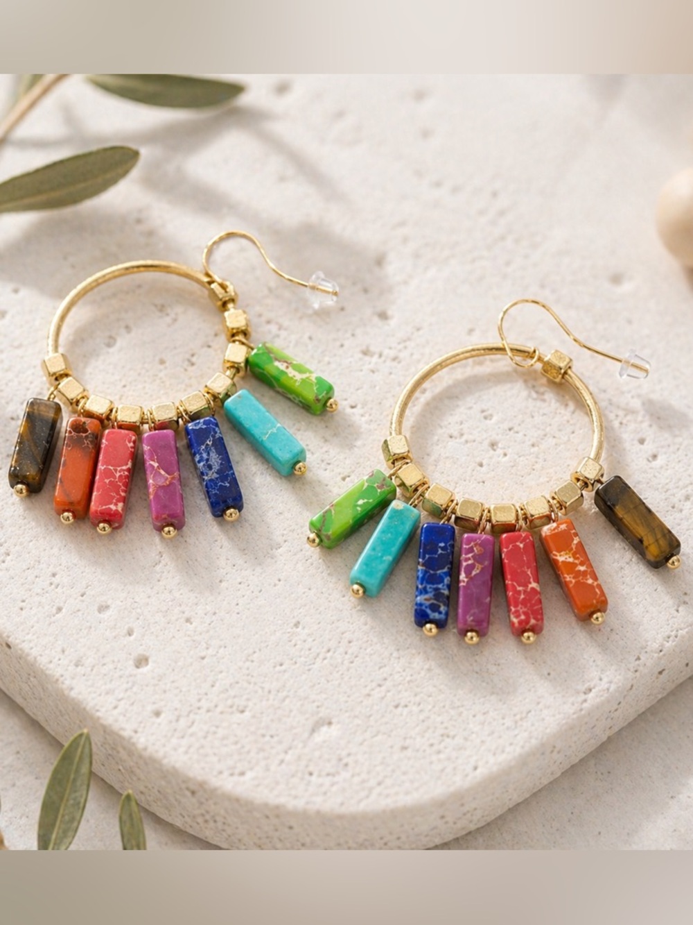 Multicolored Stone Dangle Earrings